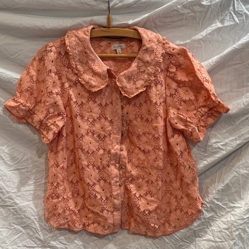 Pilcro Coral Lace Blouse